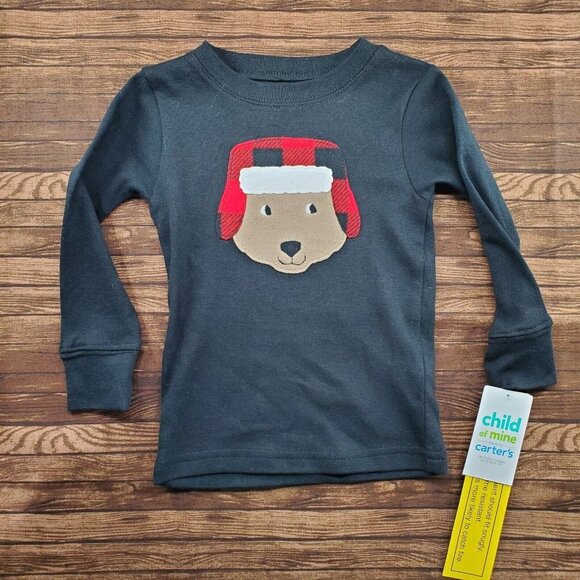 Two Piece Longsleeve Pajamas 18‎ Months Black Red Dog Holiday Winter Carters - Picture 2 of 8